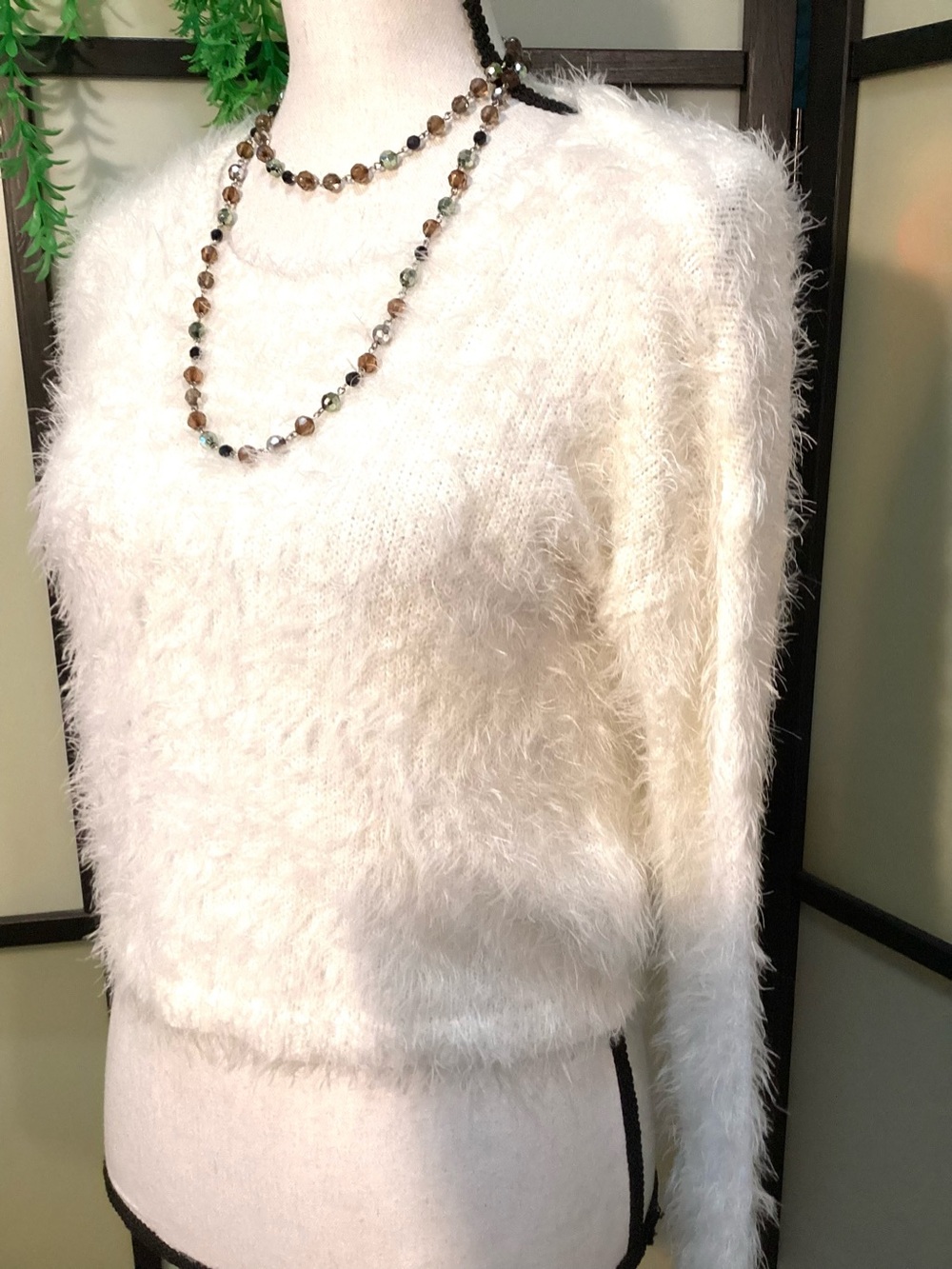 Hollister California white fluffy sweater. Size M teen